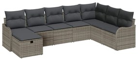 Conjunto de Sofás para o Jardim com 8 Peças e Almofadas Cinza em Ratta