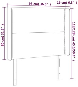 Cabeceira de cama c/ abas tecido 93x16x118/128cm cinzento-claro