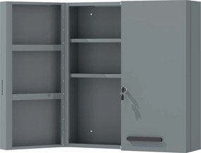kleankin Armário de medicamentos, armário de medicamentos trancável com 2 portas e 6 prateleiras, cinza carvão | Aosom Portugal