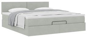 Estrutura de cama otomana com colchão 160x200 cm cinzento claro
