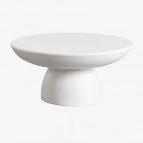 Mesa De Centro Redonda En Cemento (ø70 Cm) Zenadia Branco - Sklum