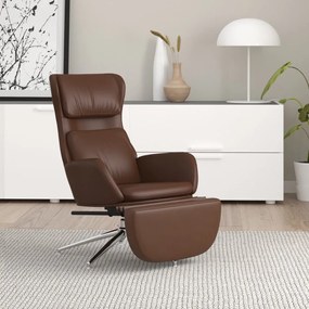 Cadeira de descanso c/ apoio couro artif. castanho brilhante
