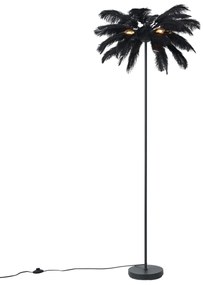Candeeiro de pé Art Deco preto com penas pretas - Peahen Art Deco