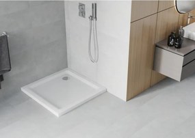 Mexen Flat base de duche quadrada slim 80 x 80 cm, branco, sifão cromado - 40108080