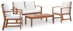 vidaXL 4 pcs conjunto lounge de jardim com almofadões acácia maciça