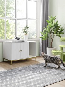 Móvel para caixa de areia para gatos 80 x 50 x 55 cm branco-dourado