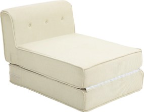 Sofá-cama chão dobrável com encosto acolchoado, pufe convertível, cama extra, sala de estar, escritório, branco creme