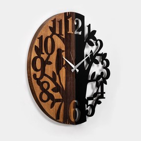 Relógio de Parede Decorativo Mas-071 – Nogueira e Preto – 56 cm