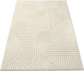 Tapete 3D  230 x 160 cm, lavável na máquina e antiderrapante creme