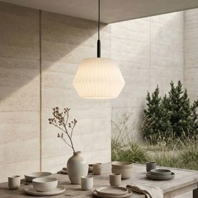 Candeeiro de suspensão exterior moderno preto com cúpula branca 33 cm IP44 - Robbert