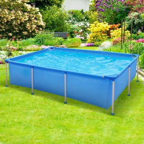 Piscina retangular com bomba de filtro artucho e estrutura metálica 258 cm x 179 cm x 66 cm Azul