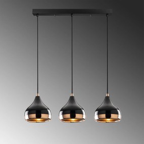 Candeeiro de Teto Yildo – Preto e Cobre – 67 x 17 cm