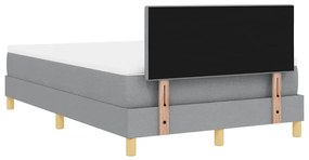 Cama Box Spring com Colchão &amp; LED Cinza Claro 120x200 cm Tecido