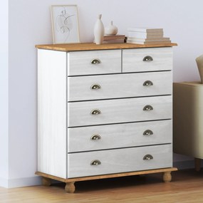 vidaXL Cômoda "ASKIM" Branca 91x40x95,5 cm Madeira Sólida de Pinho
