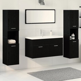 Conjunto de Móveis para Casa de Banho de 5 Peças Carvalho Preto Madeir