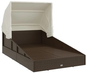 Espreguiçadeira c/ teto dobrável 200x114x128cm vime PE castanho
