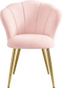 Cadeira de sala de jantar, banco toucador e poltrona em veludo com encosto em forma de pétala Rosa