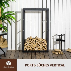 Porta-lenha Prateleira para lenha de lareira Porta-lenha de design contemporâneo Carga máxima: 100 kg Dimensões: 60 x 25 x 100 cm Metal preto