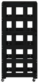Suporte de lenha c/ rodas 40x49x110 cm pinho maciço preto