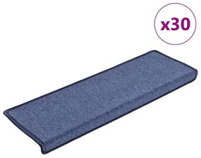 Tapetes de escadas 30 pcs 65x25 cm azul