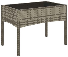 4 pcs conjunto lounge de jardim c/ almofadões vime PE cinzento