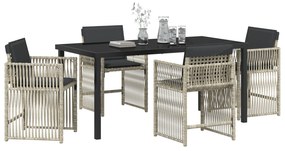 Conjunto de Jantar de Jardim vidaXL de 5 Peças com Almofadas em Cinza