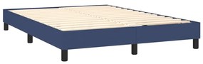 Cama box spring c/ colchão e LED 140x190 cm tecido azul