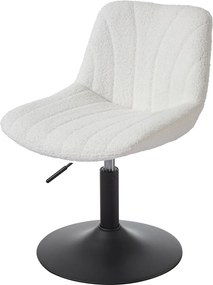 Banco para toucador com altura ajustavel 46,5 x 43 x (65,5-77,5) com tecido sherpa branco creme
