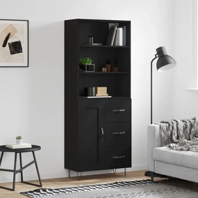 vidaXL Armário alto 69,5x34x180 cm derivados de madeira preto