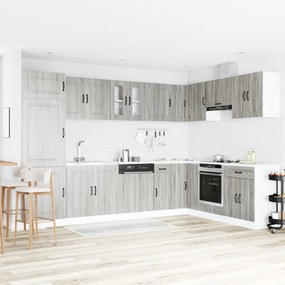 Armário de Cozinha vidaXL "Kalmar" com Duplos Lavabos Cinza Sonoma em