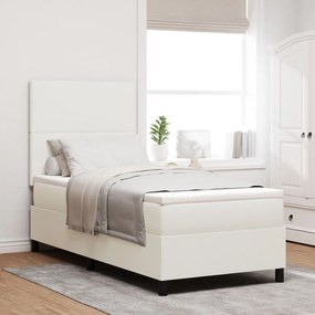 Cama Box Spring com Colchão Creme 80x200 cm Tecido de Veludo Cotelê