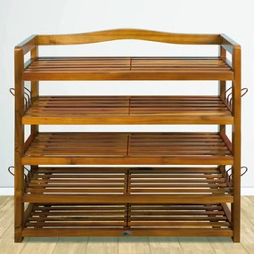 Sapateira em madeira de acácia com 5 prateleiras estáveis 95 x 26 x 82 cm Castanho
