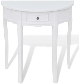 Mesa consola meia-lua com gaveta branco