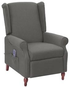 vidaXL Poltrona de massagens reclinável tecido cinzento-claro