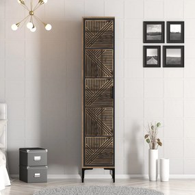 Roupeiro Kumsal P – Nogueira e Antracite – 40x47,5x201,4 cm