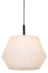 Candeeiro de suspensão exterior moderno preto com cúpula branca 45,6 cm IP44 - Robbert