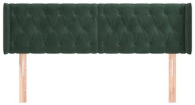 Cabeceira de cama c/ abas tecido 147x16x78/88cm verde-escuro