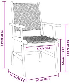 Conjunto de jantar p/ jardim 5 pcs madeira de acácia maciça