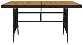 7 pcs Conjunto de jantar p/ exterior vime PE preto