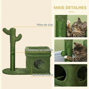 PawHut Árvore Arranhador para Gatos Desenho de Cacto Altura 83cm Torre