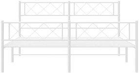 Estrutura de cama com cabeceira e pés 140x190 cm metal branco