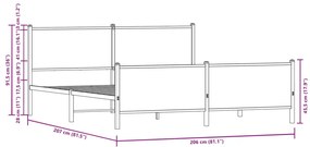 Estrutura cama sem colchão 200x200cm metal carvalho castanho