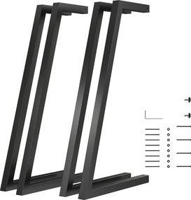 Conjunto de 4 Pernas de Mesa Quadradas (TAMPO NÃO INCLUIDO) Industriais para Móveis com Pés Ajustáveis 43x3x72 cm Preto