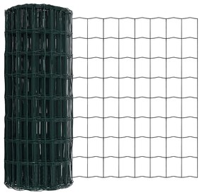 Cerca Euro da com 13 postes de ponta, 0,6 x 50 m, aço galvanizado verd