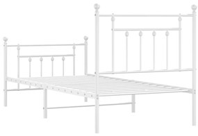 Estrutura de cama com cabeceira e pés 90x200 cm metal branco