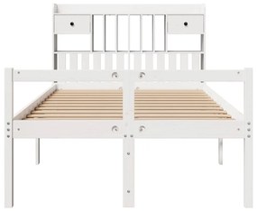 Cama com estante sem colchão 135x190 cm pinho maciço branco