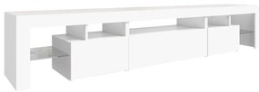 Móvel de TV com luzes LED 215x36,5x40 cm branco