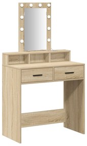 Mesa de Maquiagem vidaXL com Luzes LED Carvalho Sonoma 79x41x140 cm