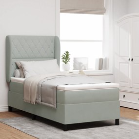 Cama Box com Colchão vidaXL Cinza Claro 90x190 cm Veludo