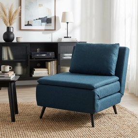 Poltrona-cama de 1 lugar, poltrona-cama 3 em 1 com encosto ajustável, almofada, assento largo, azul